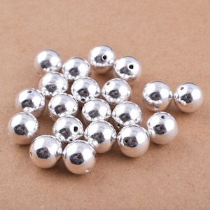 6 mm - 10 pièces boules en argent sterling, perles d&#39;espacement en argent 925 semblant moins solides, finition brillante, perles rondes pour la fabrication de bijoux