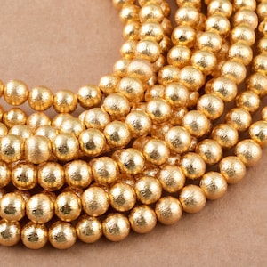 1 Strands 8mm pic 26   Brushed Gold Beads, Round spacer beads, gold spacer beads, spacer beads for jewelry making, round gold beads  8 Inch