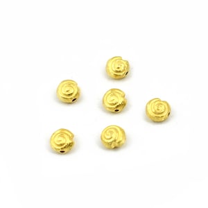 5 Pcs Finest Quality 9.25 Sterling Vermeil mat Snail Beads - Vermeil Snail beads 6mm SI 0018