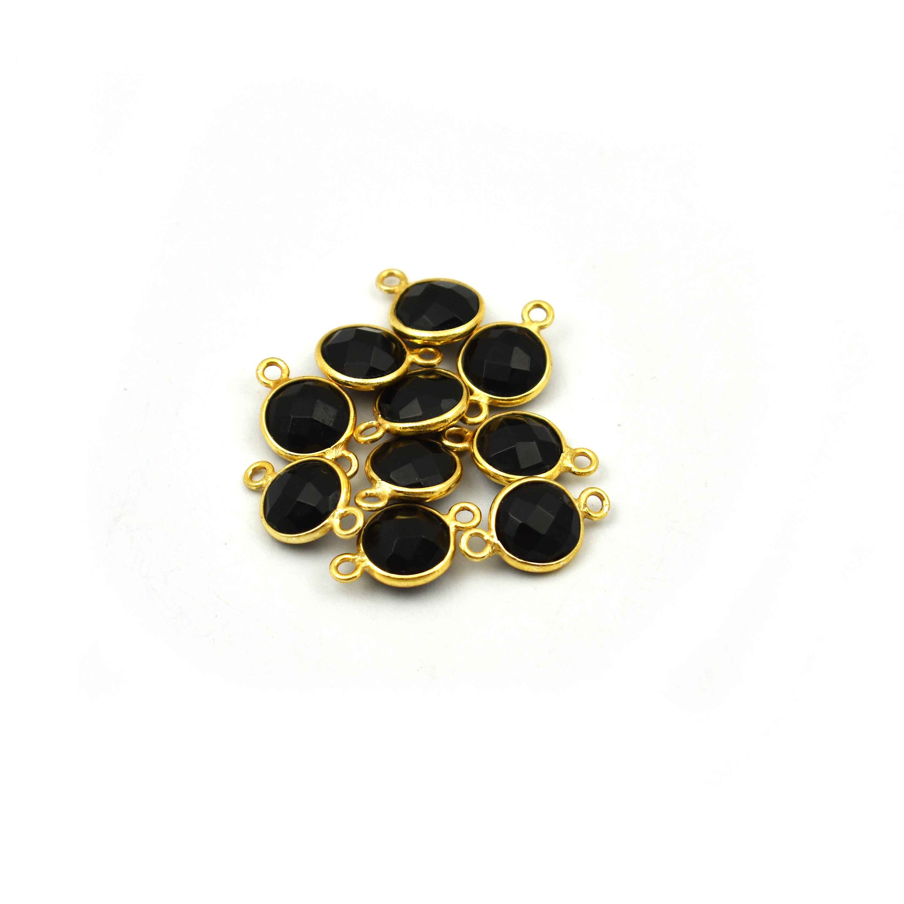24k Gold Electroplated Black Rutile Double Bail connector Making For Jewelry