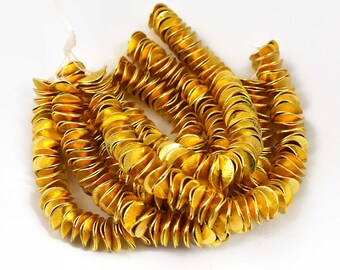 Gold Vermeil Wavy Disc Spacer Beads - 14mm, 8 Inch Strand