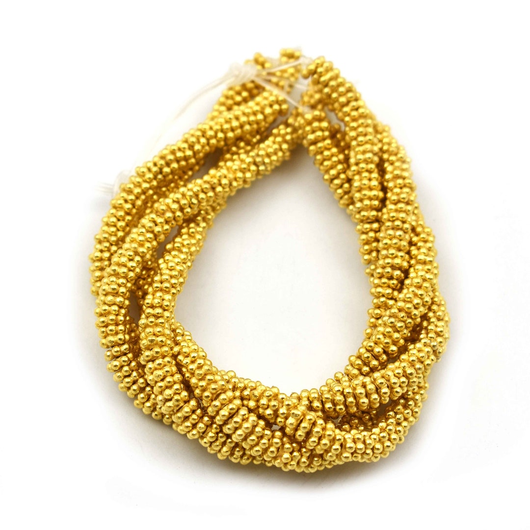 1 Strand 6mm 105pc Shiny Gold Daisy Spacers, Gold Flower Spacers, Bali