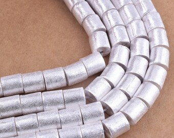 Gebürstete Silber Zylinder Perlen: 10 mm Trommel Barrel Perlen für die Schmuckherstellung