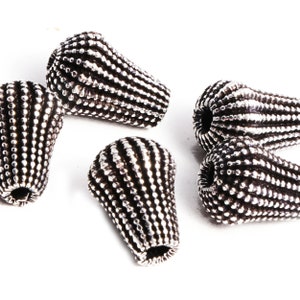 13x9mm - 4pcs Sterling Silver Bali Silver Beads, Antique Silver Spacer Beads for jewelry making made of Guaranted 925 Sterling  Silver