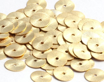 925 Sterling Silver 25 Pcs 4 MM  Vermeil Flat Disk Spacer Beads, brushed gold washers, Disc spacers for jewelry making