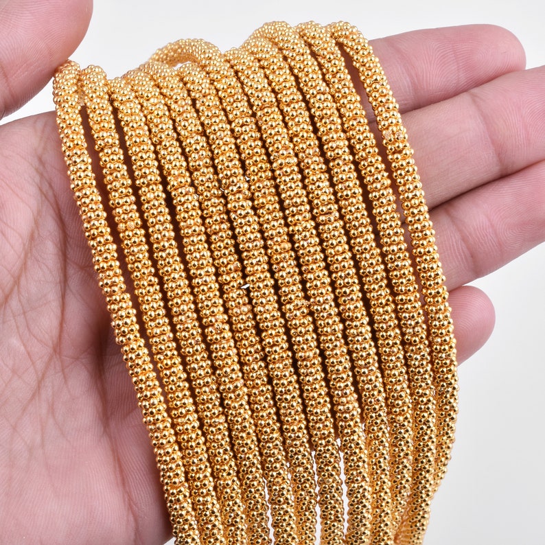 Gold flower spacers Bali Gold spacers for jewelry making silver spacer findings 8 Inch 1 Strand 4mm 130pc Shiny Gold daisy spacers
