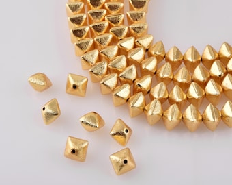 Brushed Gold Nugget Beads: 24k Gold Plated Copper, 9x9mm, 8 Inch Strand