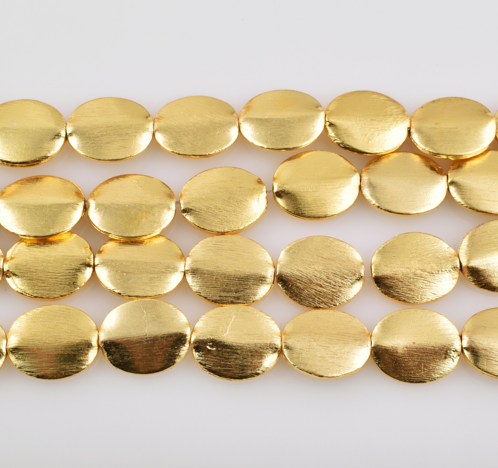 1 Strand 15X13mm 13pcs Long flat Gold beads Gold oblong Etsy