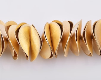 Gold Vermeil Wavy Disc Spacer Beads: Brushed Gold Plated Heishi (8 Inch)