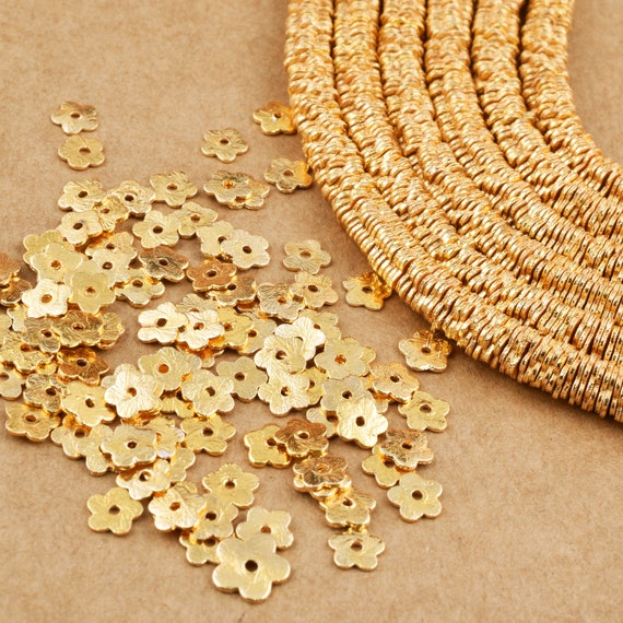 Brushed Gold Copper gold flat disc beads spacers - Brushed Disk