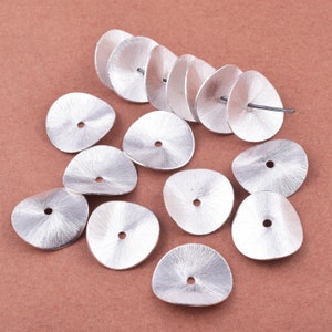 20mm - 25pc wavy disc spacers silver plated brushed potato chips disk spacer beads for jewelry making, silver spacers, Copper spacer beads