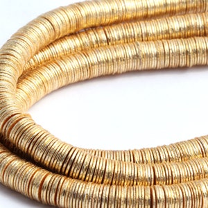 1 Strand 4 MM flat Gold plated Copper Thin Disc spacer beads brushed gold plated heishi spacers for jewelry making washer  Jewelry Making