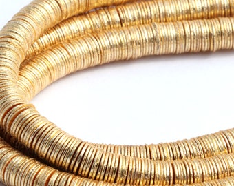 1 Strand 4 MM flat Gold plated Copper Thin Disc spacer beads brushed gold plated heishi spacers for jewelry making washer  Jewelry Making