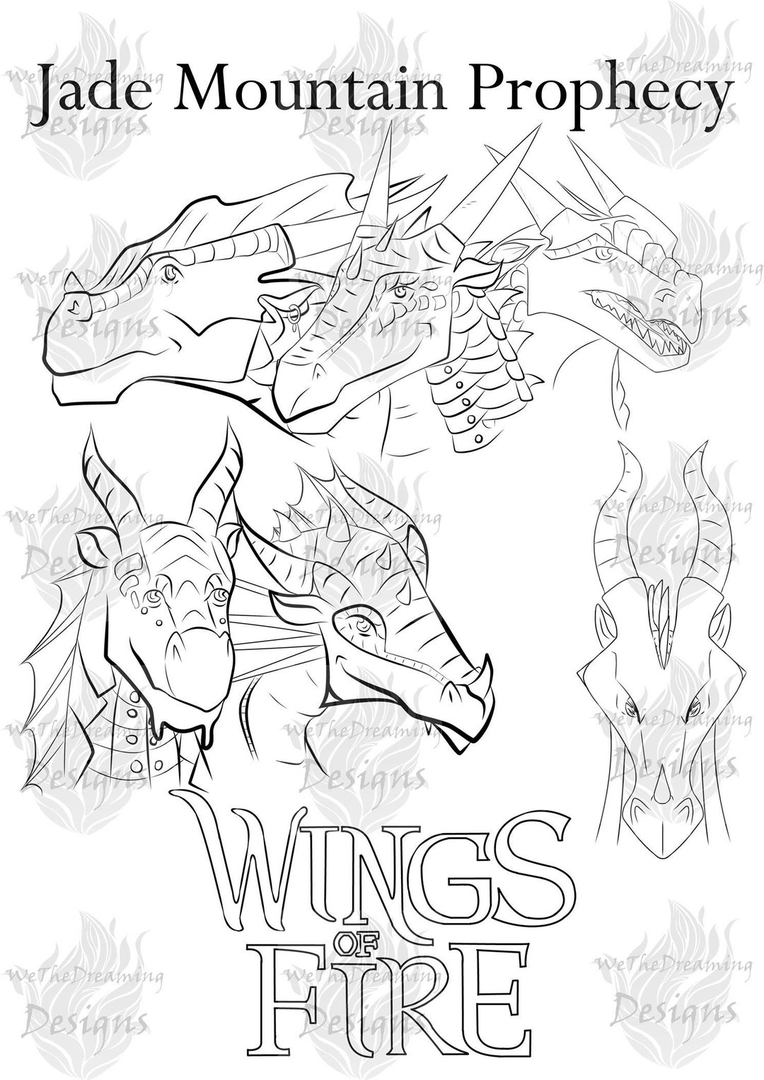 Wings of Fire JADE MOUNTAIN PROPHECY Printable Coloring Page Etsy