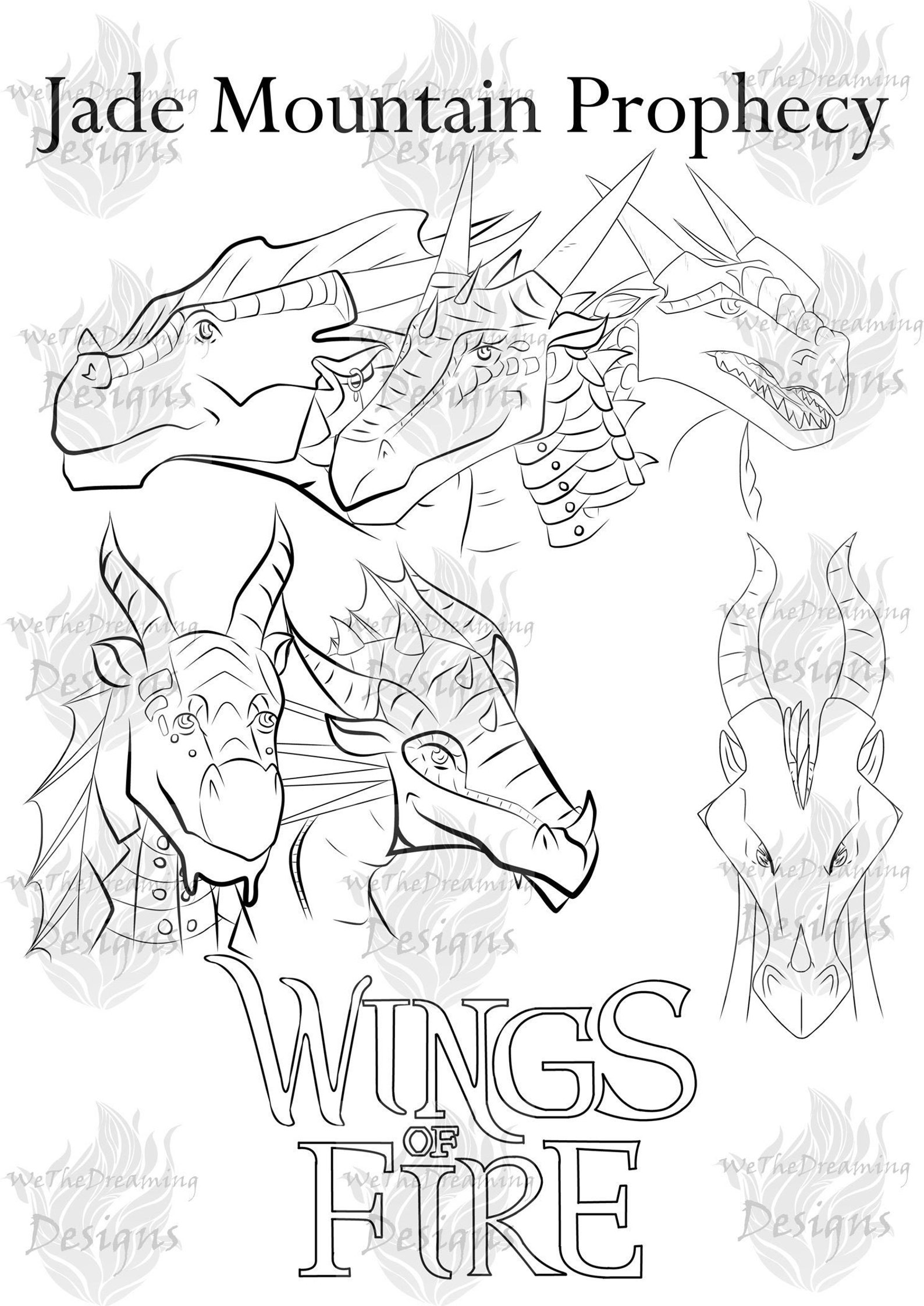 Wings of Fire JADE MOUNTAIN PROPHECY Printable Coloring Page | Etsy
