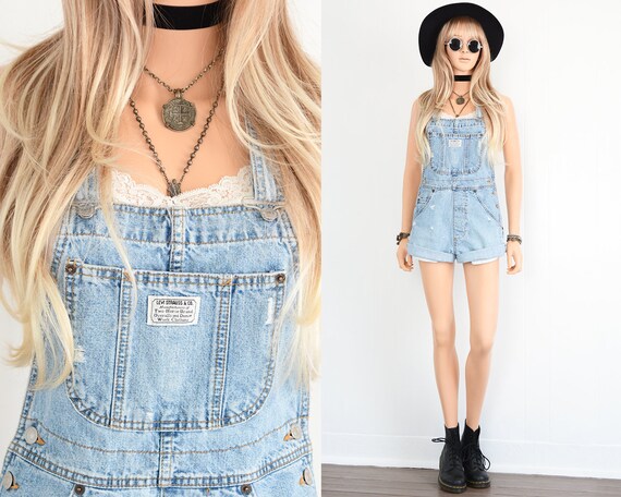 levi denim short overalls