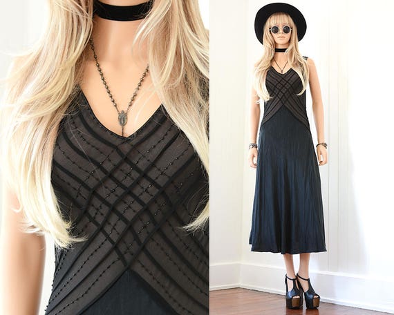 Black Silk Slip Dress 90s Slip Dress 90s Grunge Bl