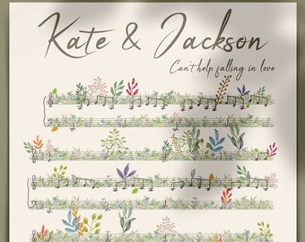 Custom "Can't Help Falling In Love" Floral Music Sheet Poster (Digital Download)
