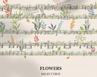 Miley Cyrus Flowers Music Sheet Print | Watercolor Florals (Digital Download)