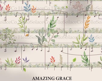 Music Sheet Inspired Print - Amazing Grace, Hand-Drawn/Written, Nursery Art, wedding, anniversary gift, Maternity Baby Shower Gift
