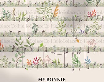 My Bonnie Music Sheet Print – Watercolor Floral Nursery Art (Digital Download)