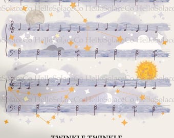 Twinkle Twinkle Little Star Music Sheet Print – Nursery Art (Digital Download)