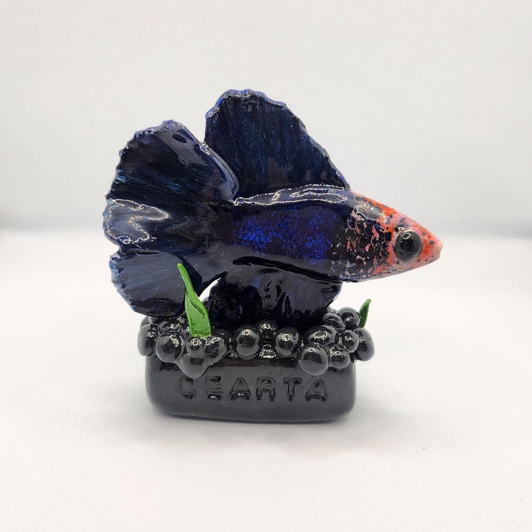 Custom Betta Fish Sculpture WITH Stand, Hand-made Polymer Clay Figurine ...