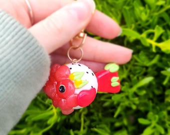 Llavero inspirado en pez dorado y pez borrón de Dragon Fruit x Ranchu / Charm de arcilla polimérica hecho a mano