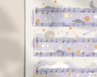 Custom Song Music Sheet Night Sky Space Print