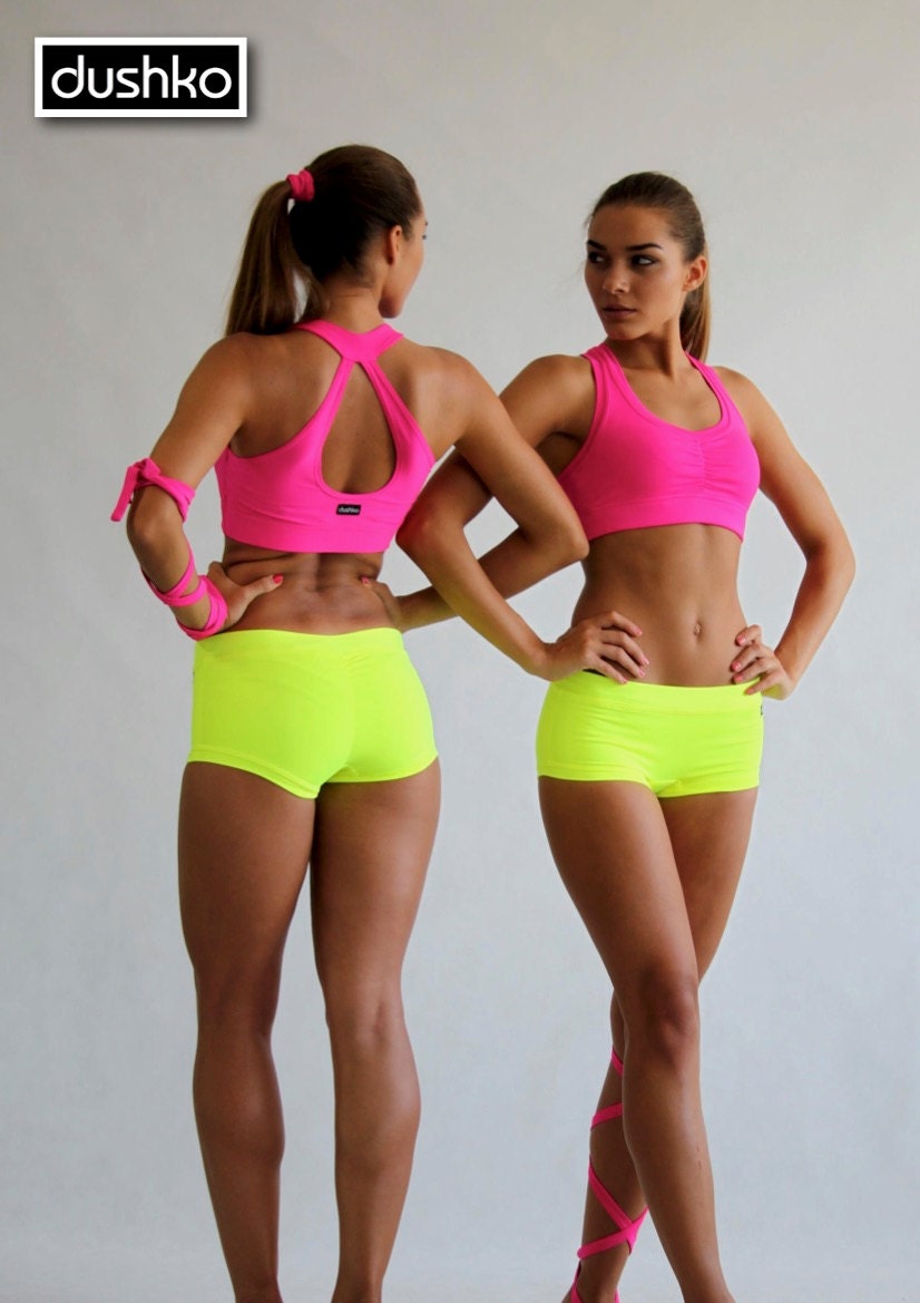 Womens Shorts Basic / Neon Pink or Yellow / Hot Yoga / Pole - Etsy