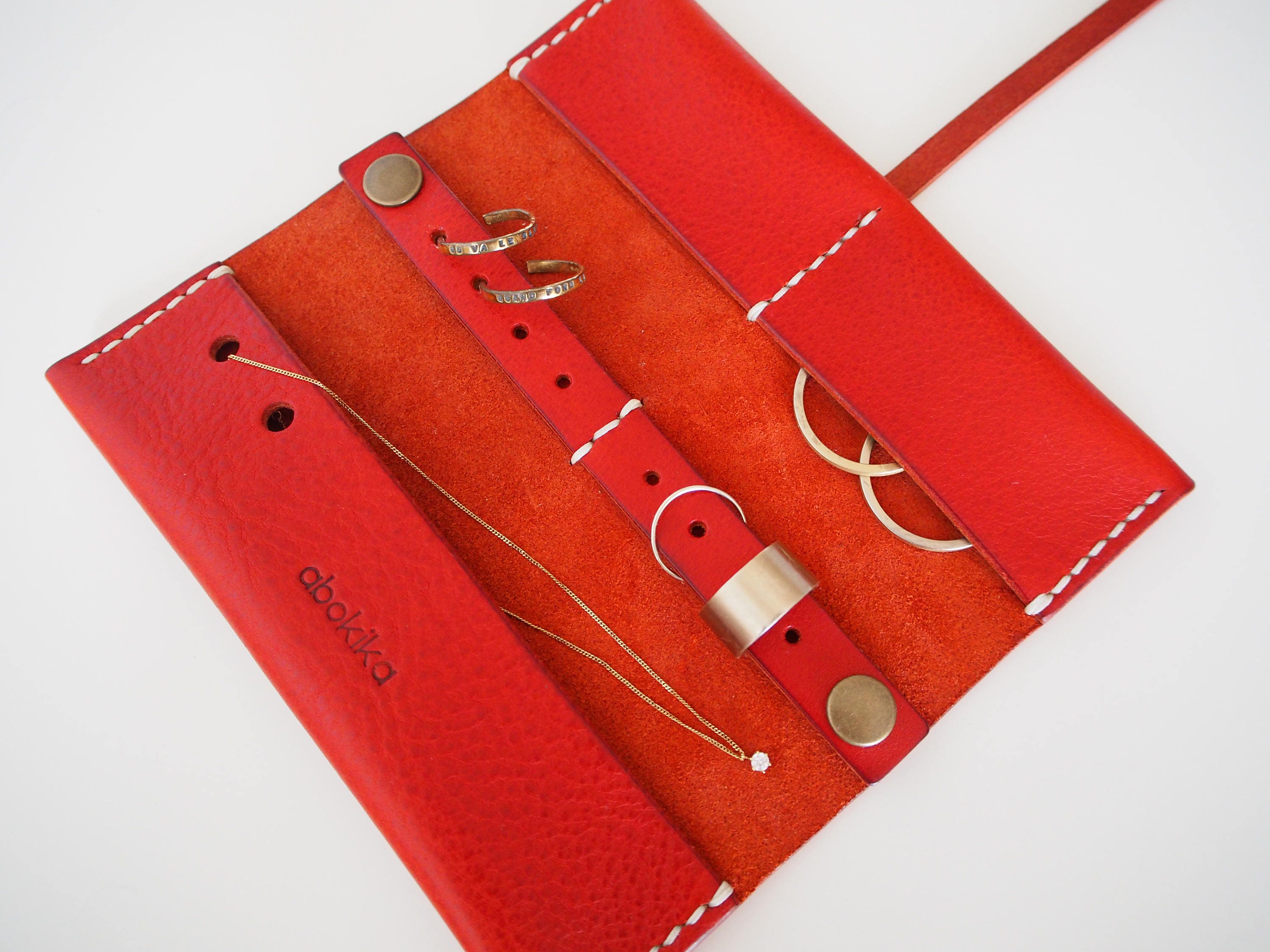 Leather Travel Jewellery Roll Leather Travel Jewellery Case Etsy