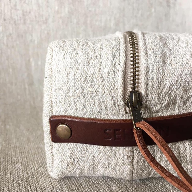Linen Wash Bag M Linen Toiletry Bag Linen Makeup Bag Etsy