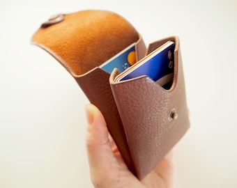 Leather Origami Card Holder, Leather Card Wallet, Leather Card Case, Men's Wallet - Portrait / Tan