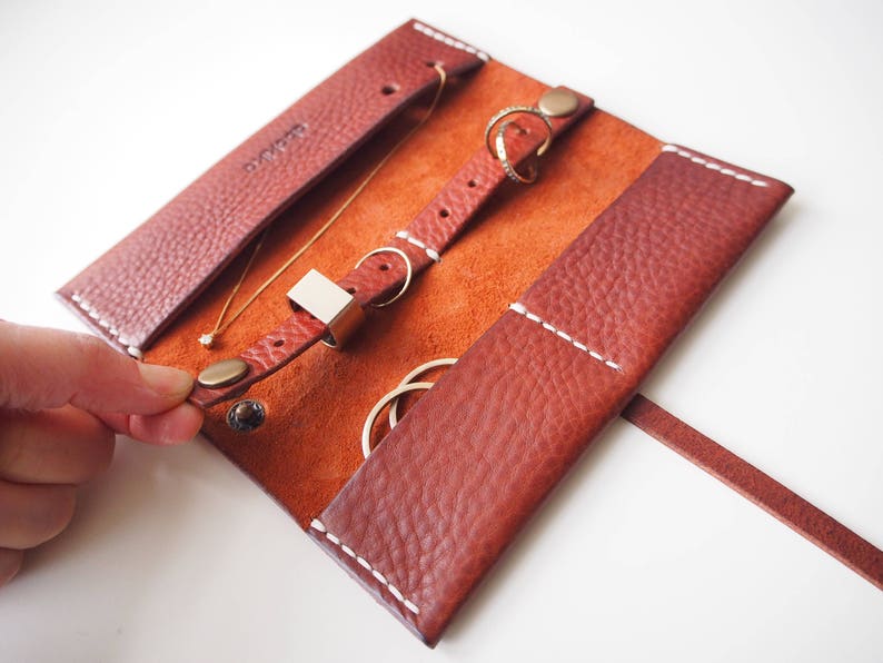 Leather Travel Jewellery Roll Leather Travel Jewellery Case Etsy UK