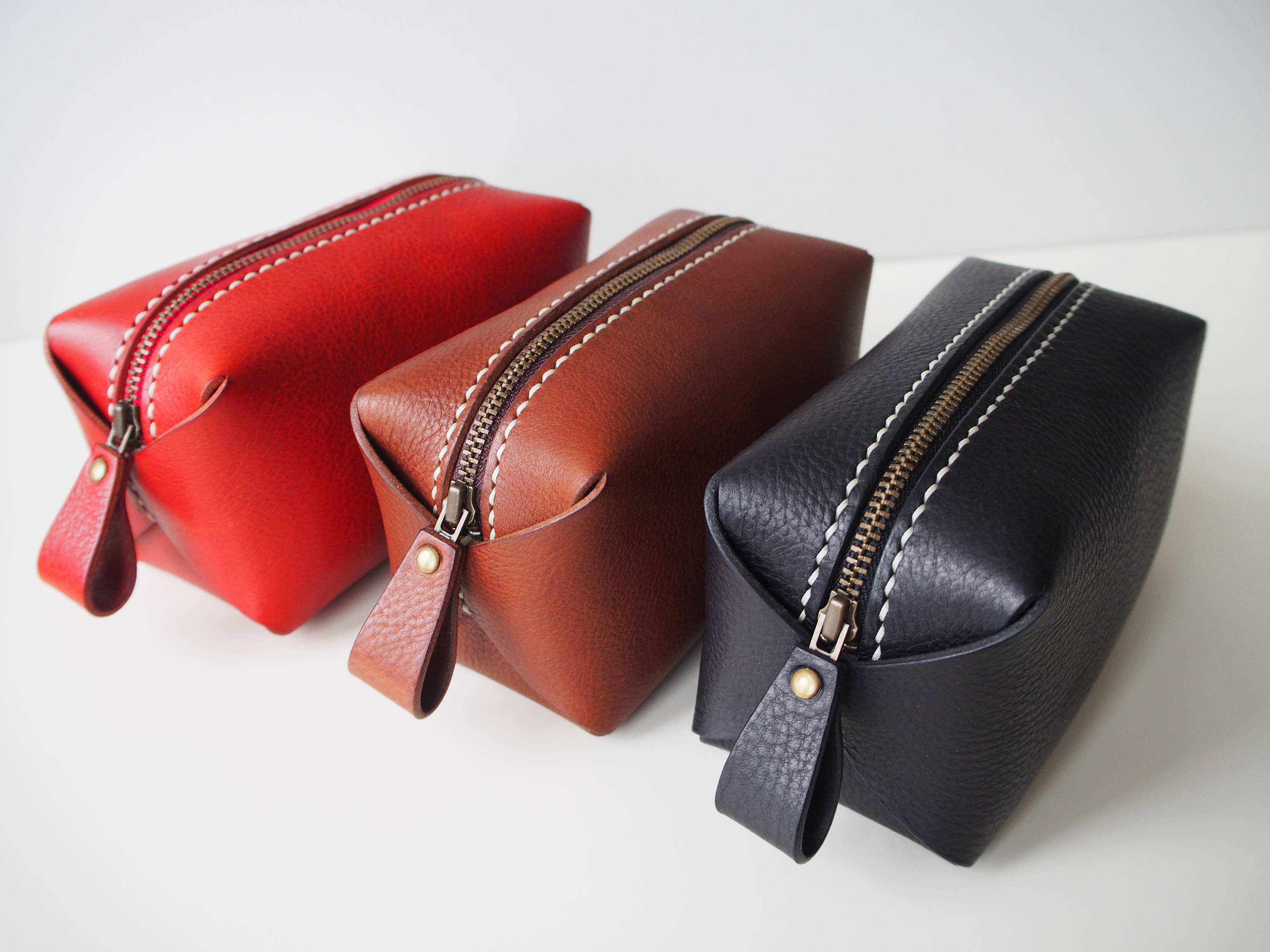 Leather Zipper Pouch Leather Zipper Bag Leather Cosmetic Etsy