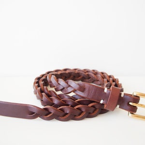 Leather Braided Belt, Leather Women's Belt, Leather Belt - Brown