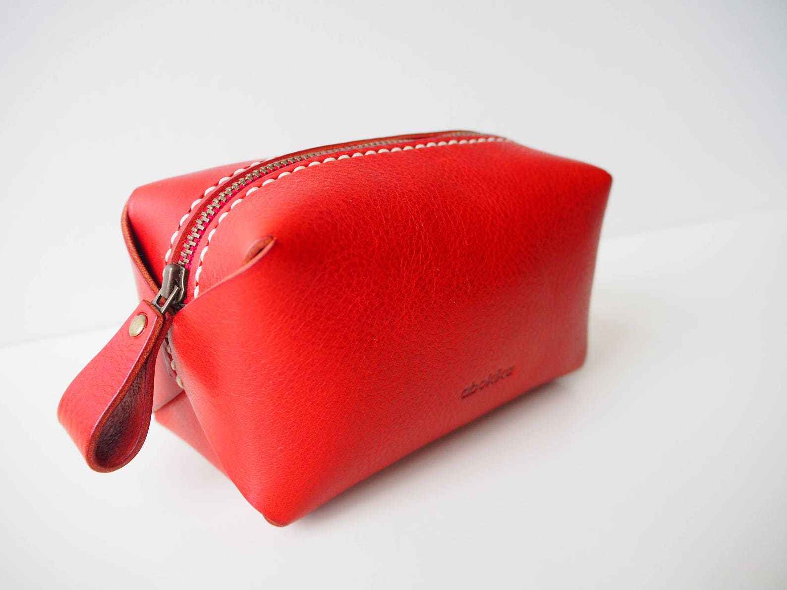 Leather Zipper Pouch Leather Zipper Bag Leather Cosmetic Etsy