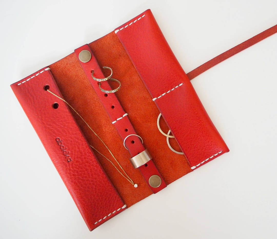 Leather Travel Jewellery Roll Leather Travel Jewellery Case Etsy