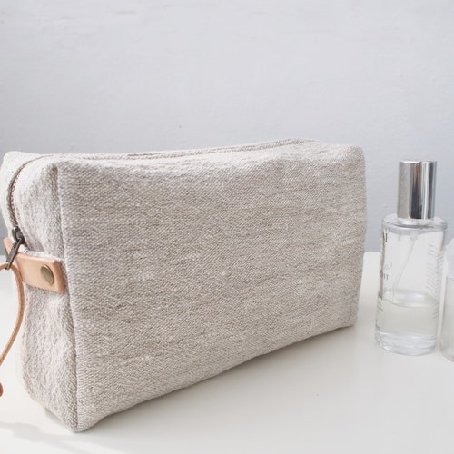 Linen Wash Bag L Linen Toiletry Bag Linen Makeup Bag Etsy