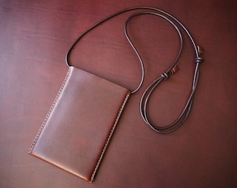 Brown - Phone Sling Bag, Leather Phone Crossbody Bag, Phone Wallet, Leather Travel Wallet