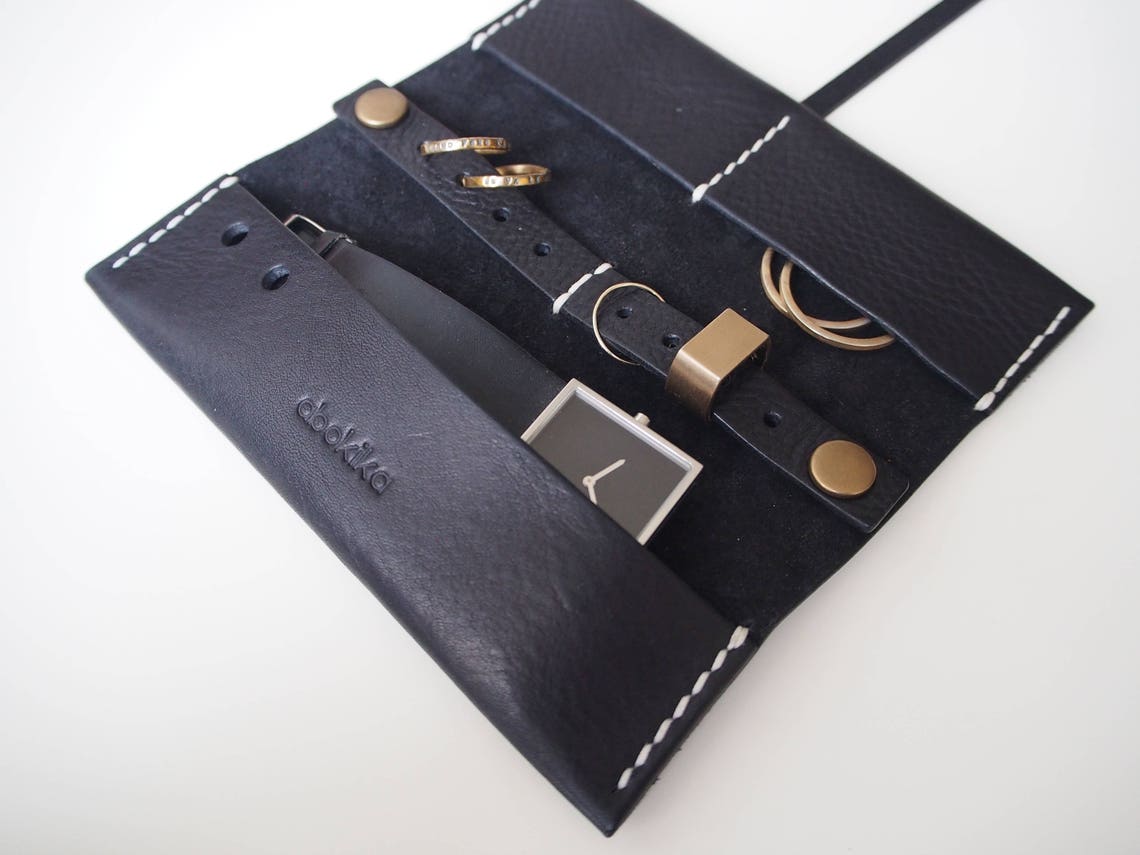 Leather Travel Jewellery Roll Leather Travel Jewellery Case Etsy