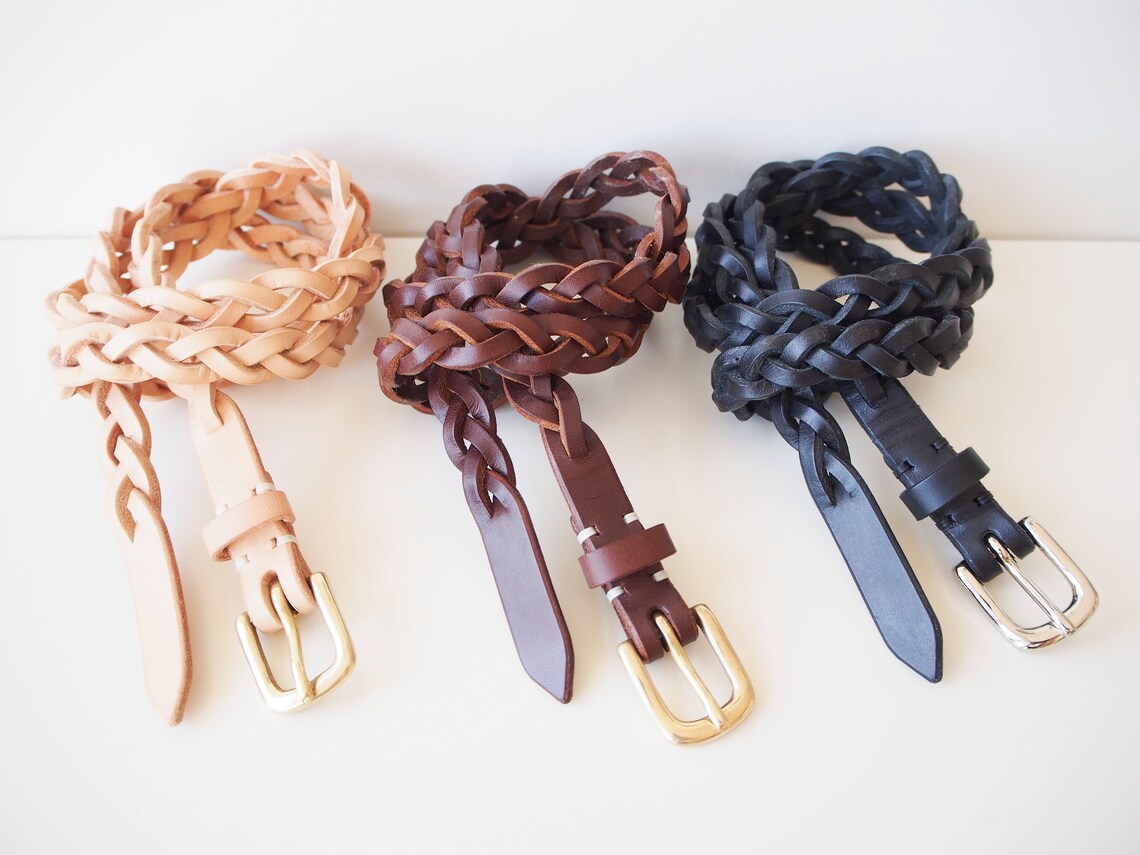 braided leather belt womens