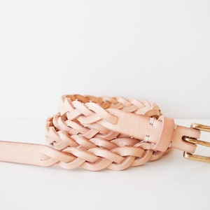 Leather Braided Belt, Leather Women's Belt, Leather Belt - Natural