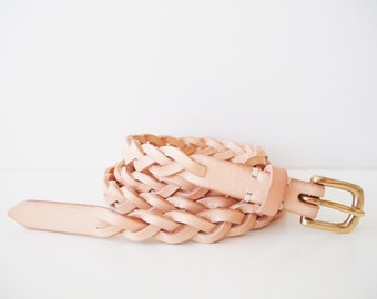 Leather Braided Belt, Leather Women's Belt, Leather Belt - Natural