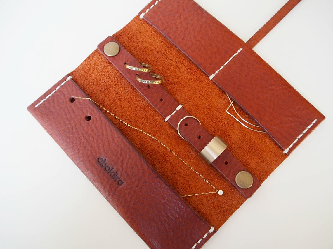 Leather Travel Jewellery Roll Leather Travel Jewellery Case Etsy UK