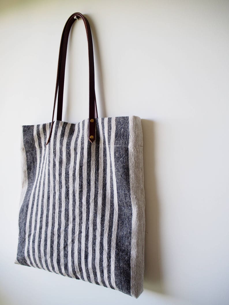 Linen Tote Bag Linen Bag Linen Shopping Bag Beach Bag Etsy UK