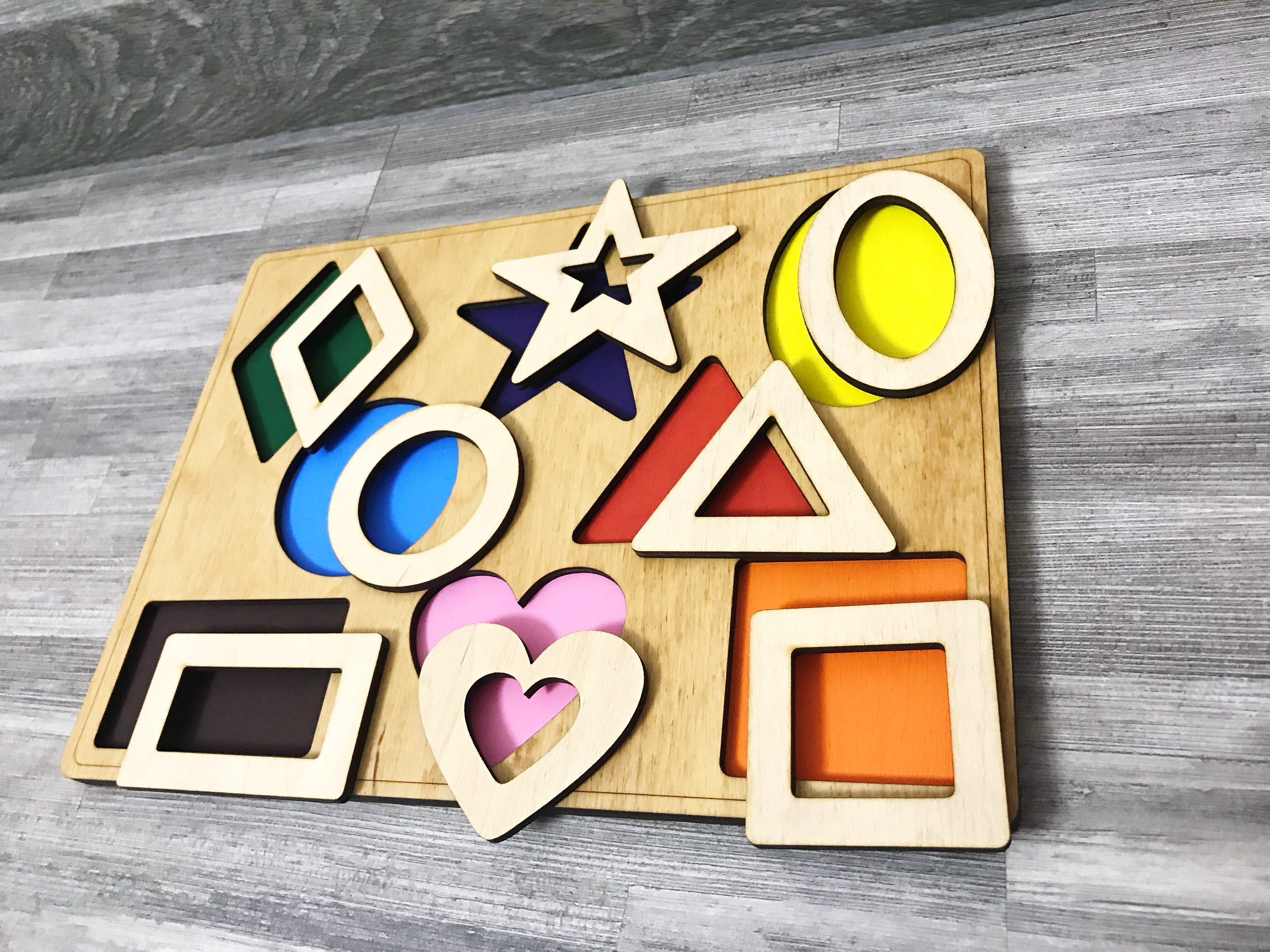 SHAPE PUZZLE Sensory Busy board Montessori Wood toddler Etsy