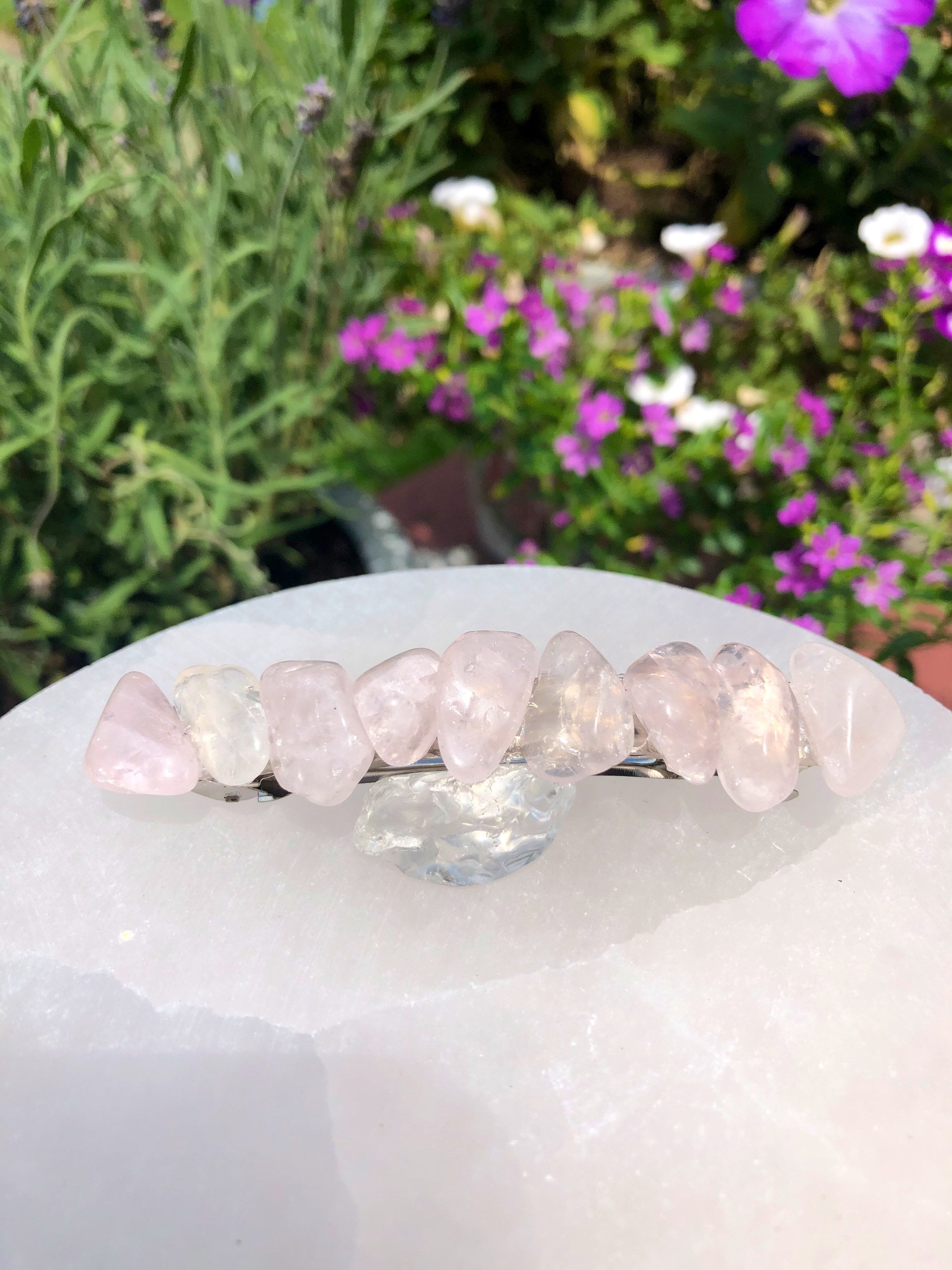 Rose Quartz Crystal Barrett - Etsy display picture 2