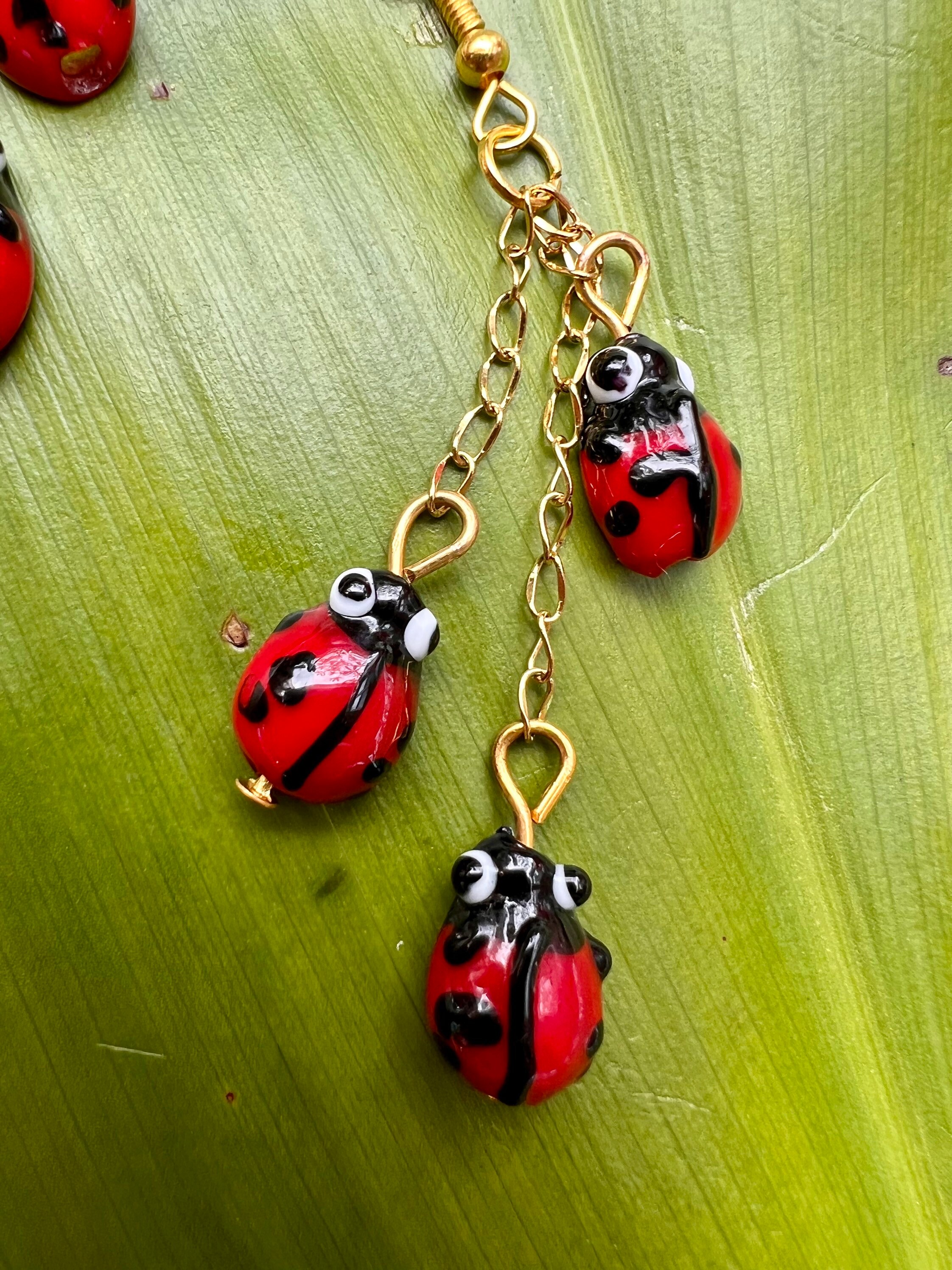 Gold Cutie Ladybug Earrings Etsy