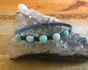 Aquamarine Crystal - Macrame bracelet